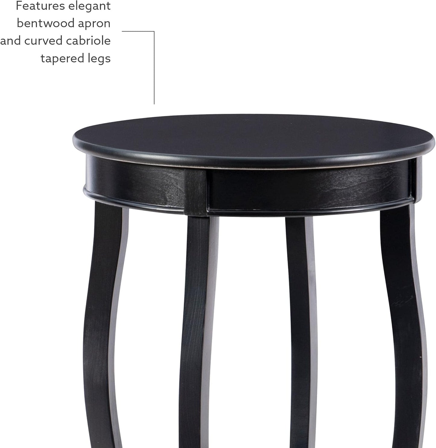 Powell Furniture Round Table with Shelf, Black