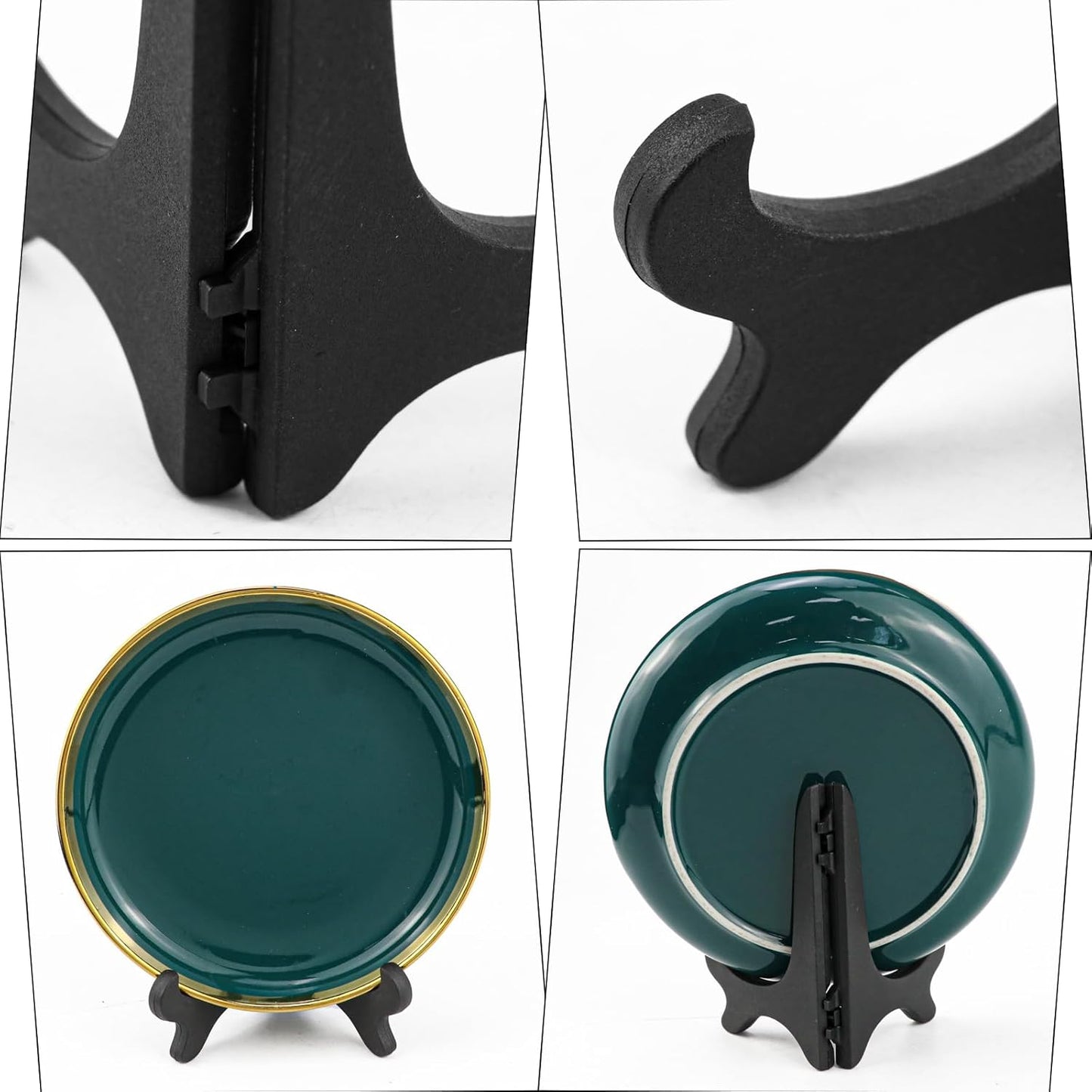 4PCS 4" Easel Plate Stand, Wood-Like Plastic Display Stand Holder Folding Displays Stand for Decorative Picture Frame Book Dish Artwork
