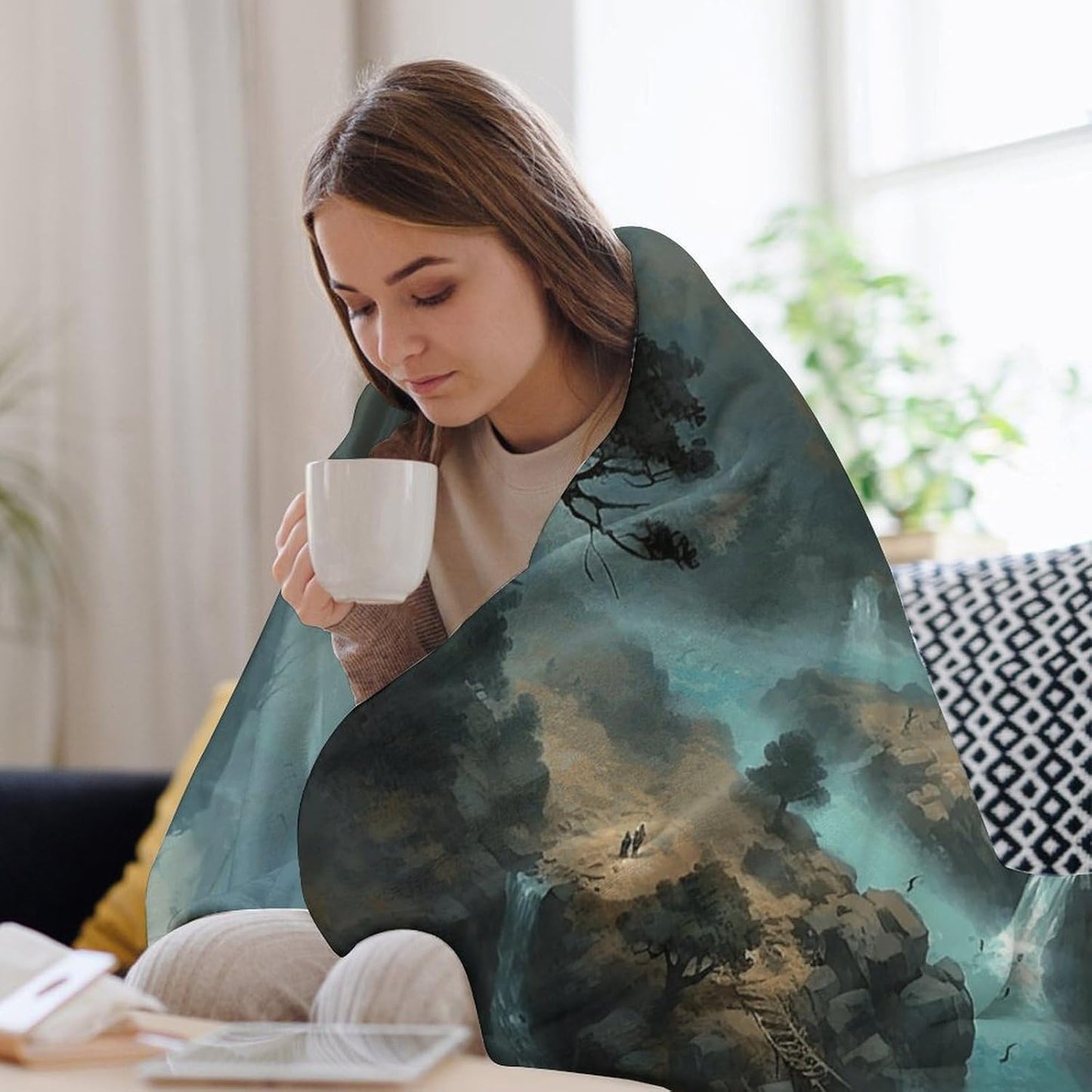 Water and Rocks Throw Blanket for Couch Super Soft Warm Lightweight Throw Blankets Cozy Flannel Bed Blanket Cute Decorative Blankets for All Seasons Home Decor Gift 40"*50" （100 * 130cm）