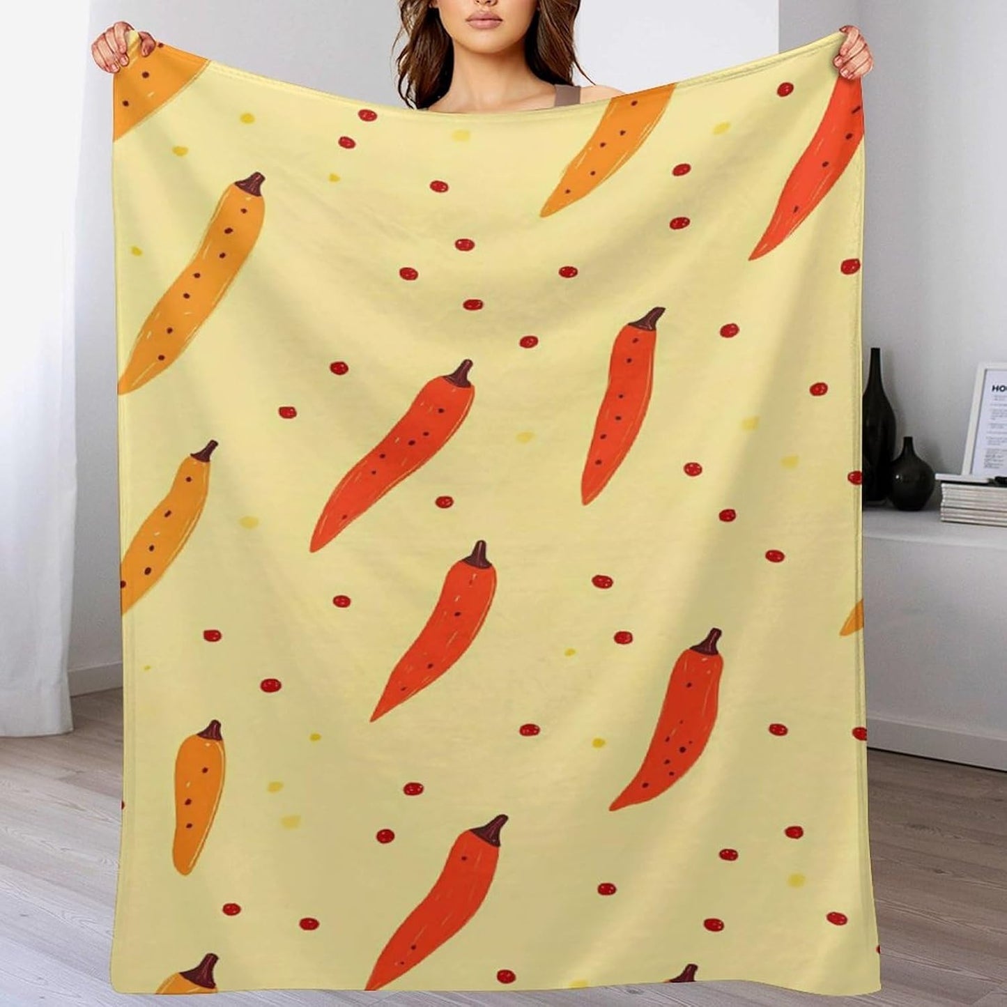 Chili Pepper Throw Blanket for Couch Bed Plush Cozy Fuzzy Flannel Blanket for All Season 30"x50"