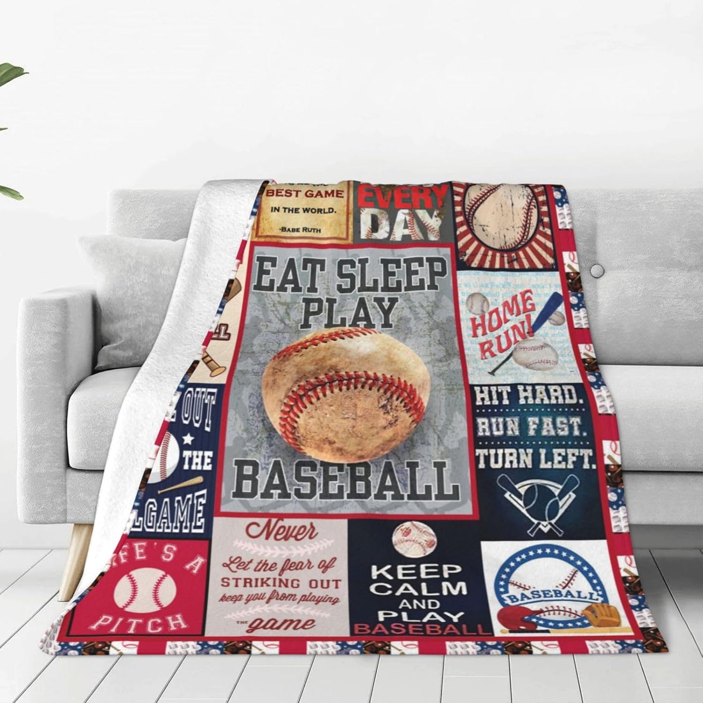 Baseball Blanket Baseball Throw Blanket Sports Lover Gifts Stuff Fleece Plush Flannel Bedding Decor for Men Boys Kids Adults Couch Bed 40"X50"