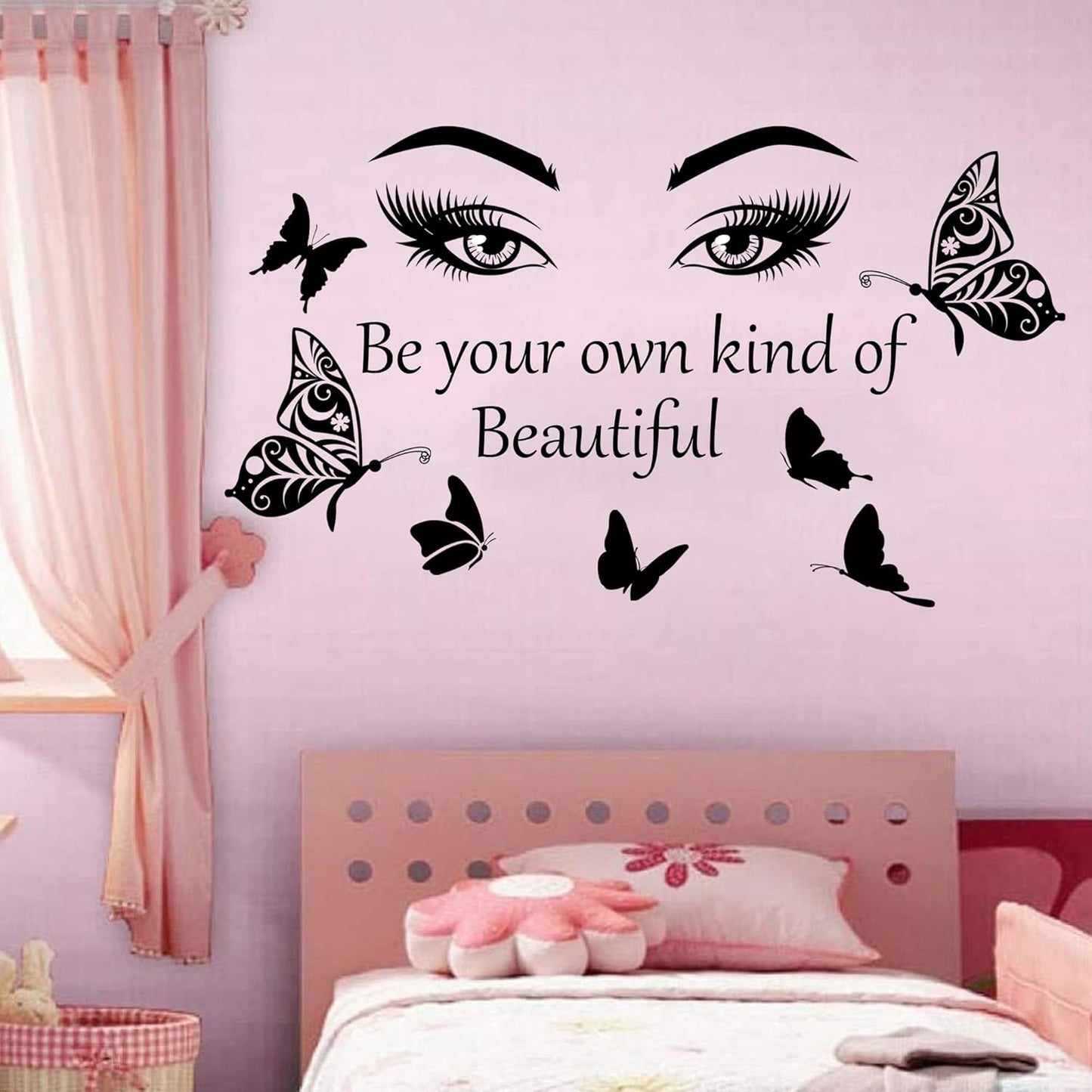Inspirational Quotes Decals - Eye Eyelash Decal, Motivational Lettering Stickers, Positive Saying Decor for Women, Girls' Home, Bedroom, Living Room, Bathroom