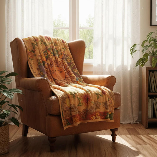 Leeisysme Orange Sun and Moon Fleece Throw Blanket, 70s Vintage Boho Sunflowers Constellation Cozy Decor Nap Blankets for Sofa Bed Couch Chair or Dorm Throws 50×60 inches