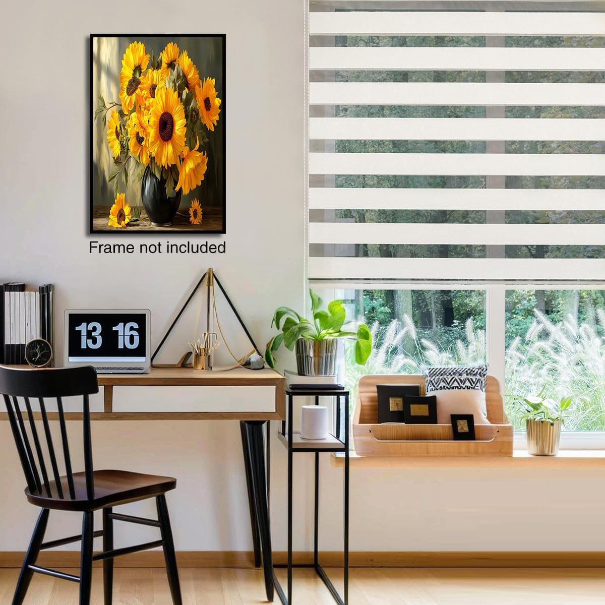 GDJSMIN Realistic Art Style Wall Art, Vase With Yellow Sunflowers Poster for Reading Room Living Room Decor 12x 16 inch Unframed