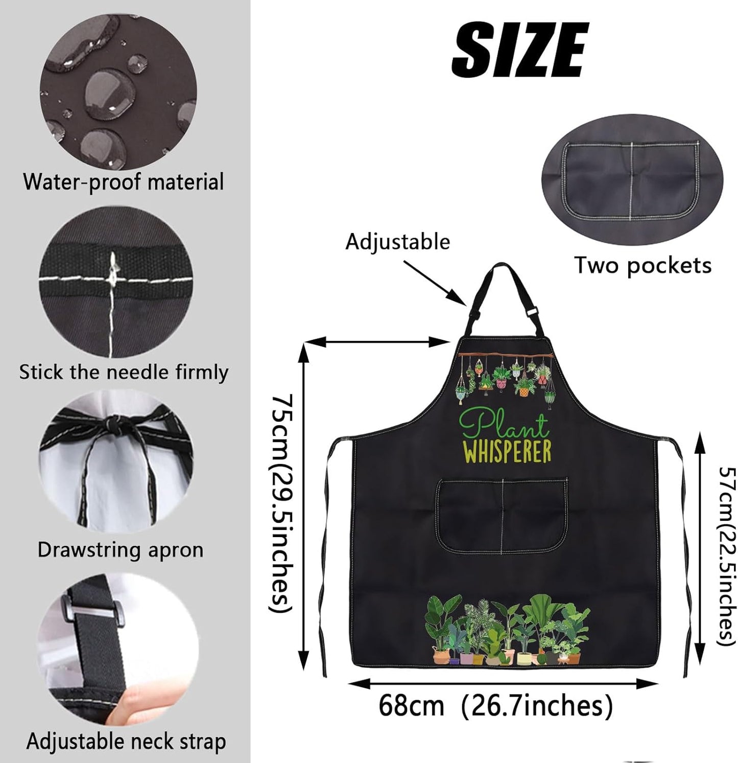 JXGZSO Gardening Apron for Gardener Plant Whisperer Funny Gardening Aprons with Pockets Waterproof Plant Lover Gift