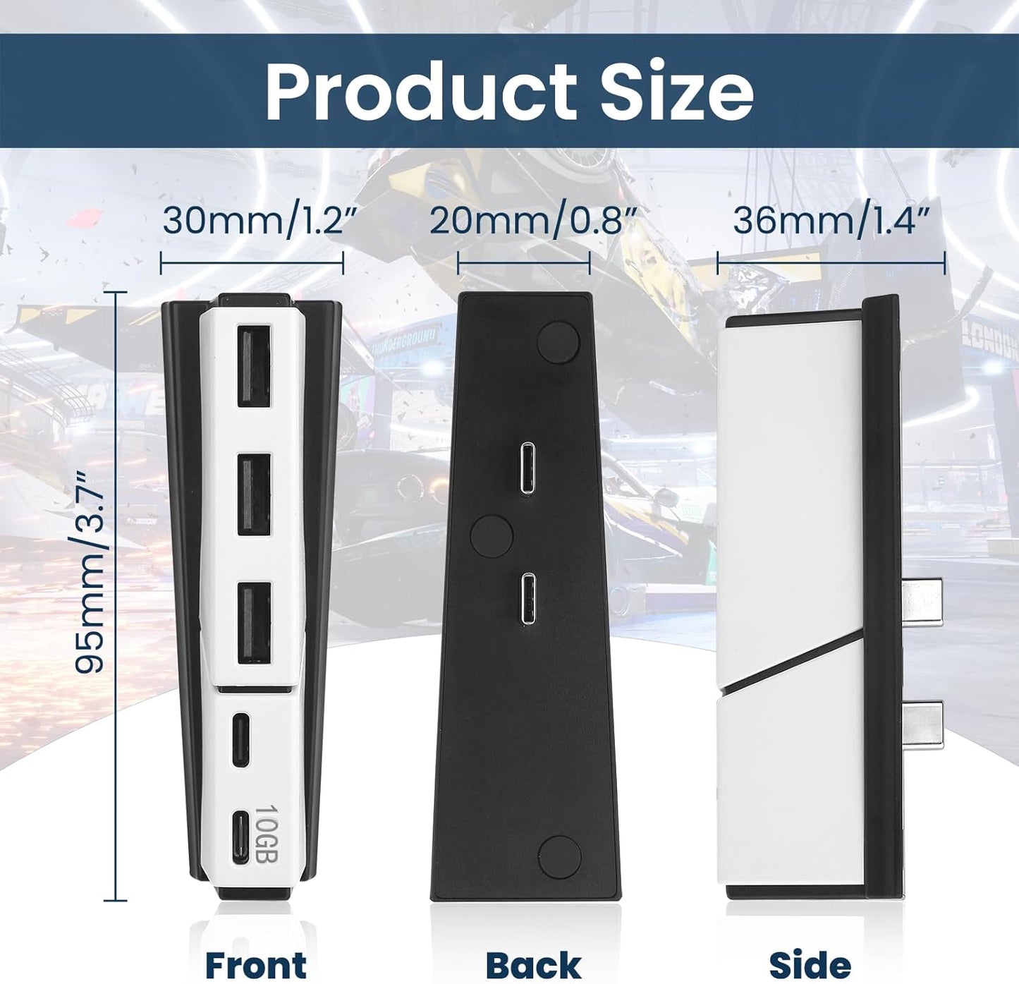 USB Hub for PS5 Slim & PS5 Pro USB Port Extender High-Speed Expansion Hub Extender PlayStation 5 Slim & PlayStation 5 Pro Adapter with 3 USB + 2 Type C Port(One Up to 10Gbps)
