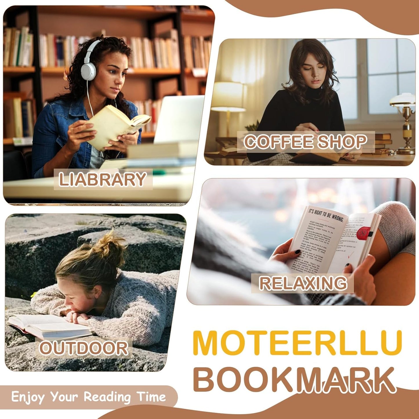 MOTEERLLU Bygone Mark Bookmark with Pen Holder, Initial Personalized Leather Magnetic Book Mark, Custom Bookmarks for Women & Men, Ideal Gift for Book Lovers, Readers