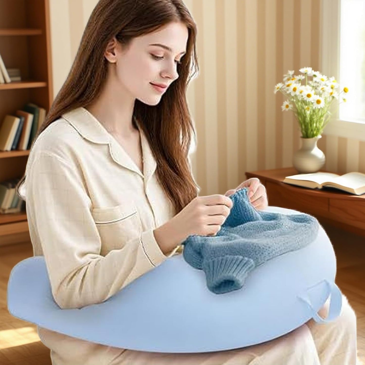 Lap Pillow for Reading - Ergonomic U Shape Cushion,Bed Reading Pillow - for Adults Elbow Rest Reduces Fatigue Desk Couch Floor Sofa Sitting Working Crocheting Writing