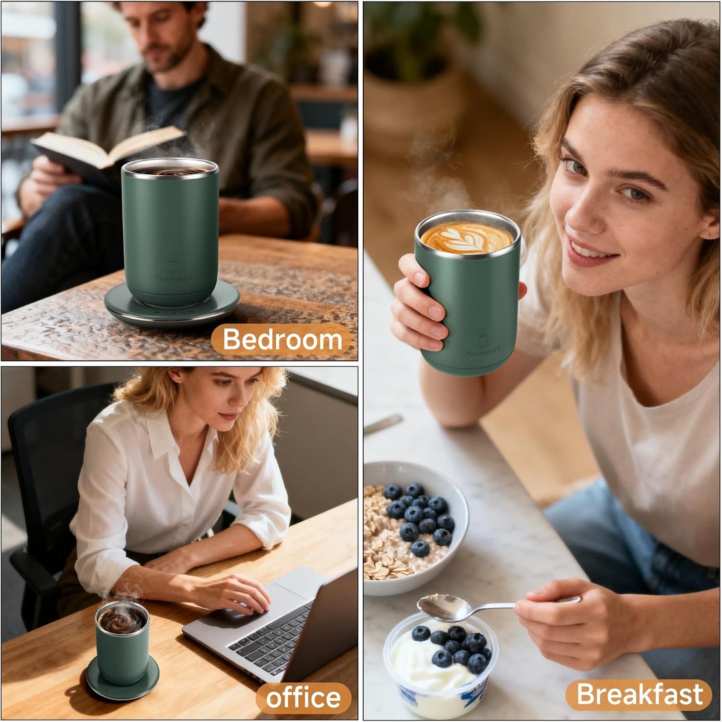 Self Stirring Coffee Mug, Self Heating Coffee Mug 10 oz, Heated Coffee Mug with Smart Temperature Control, Electric Coffee Cup with Detachable Heating Base, Auto Shut Off Warming Mug,Gifts for Dad Mom