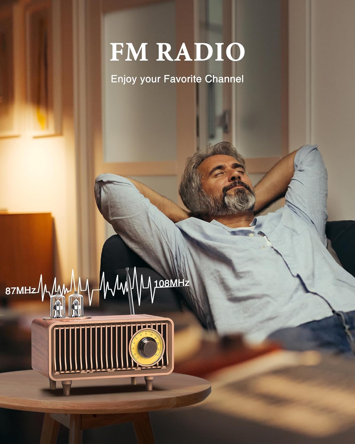 COLSUR Retro Bluetooth Speaker, Vintage Radio, bass, Bluetooth 5.1 Wireless Connection, Suitable for Home Office, Outdoor Party, Portable Speaker, Suitable for iPhone, Android Speaker
