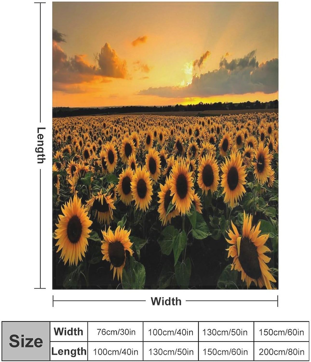 Sunflowers Sea Throw Blanket for Couch Super Soft Warm Lightweight Throw Blankets Cozy Flannel Bed Blanket Cute Decorative Blankets for All Seasons Home Decor Gift 40"*50" （100 * 130cm）