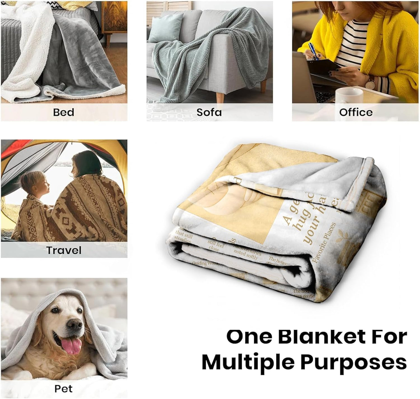 Memorial Sympathy Blanket 60x50, Remembrance Throw for Loss of Loved One, Soft Flannel Comfort Gift for Grieving Women & Men, Neutral Beige Home Decor