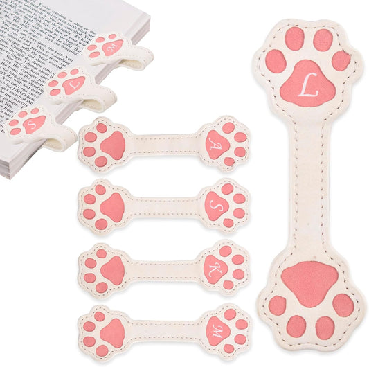 Personalized Magnetic Leather Bookmark - Cat Paw Shape Bookmarks for Men Wemen, Magnet Book Marks Reading Lovers, Cute Cool Unique Embosser Custom Book Markers for Mens Funny Best Gifts (L)