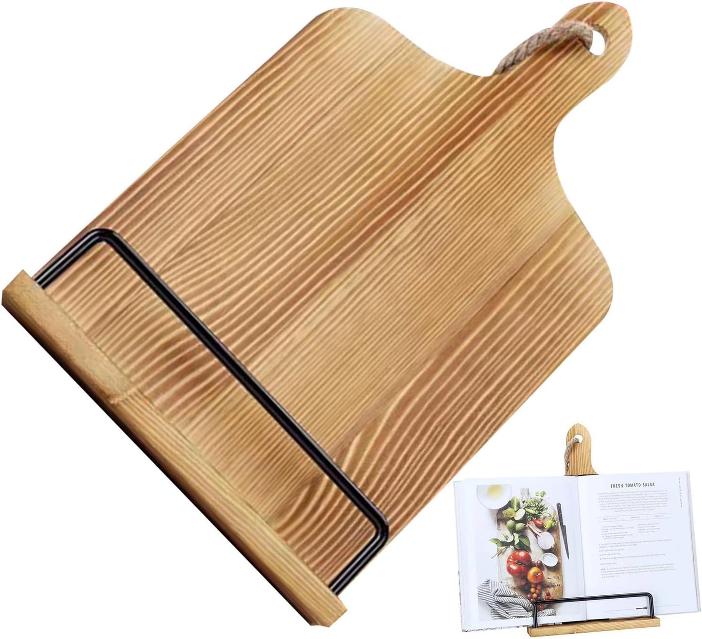 Cookbook Storage Organizer - Sturdy Wooden Shelf, Durable Recipe Book Holder, Christmas Housewarming Gift, Countertop Kitchen Rack, Natural Timber Finish, Aesthetic Culinary Display Stand