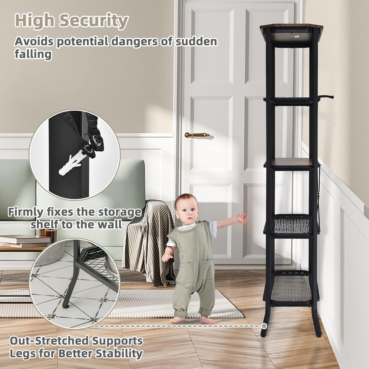 Tangkula 5 Tier Bookshelf, Freestanding Storage Shelving Unit with Steel Frame and Out-Stretched Legs, Industrial Open Display Shelf Plant Stand Organizer for Living Room Home Office