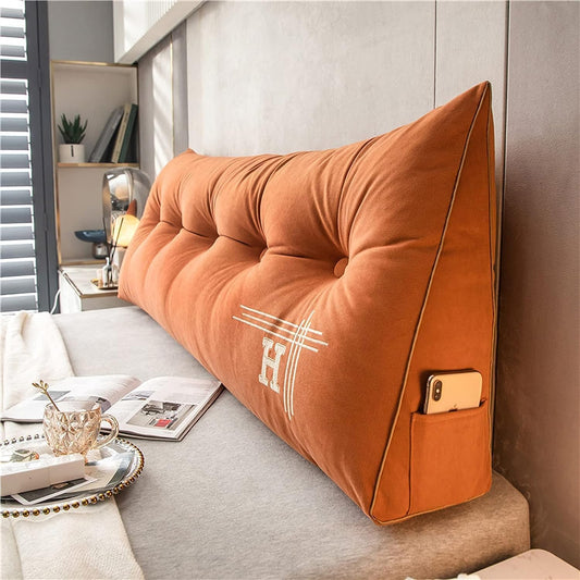 Adult Large Headboard Pillow Tatami Reading Cushion Lumbar Pad Sofa Pillow Bed(Size:180cm/70.9in,Color:Orange)