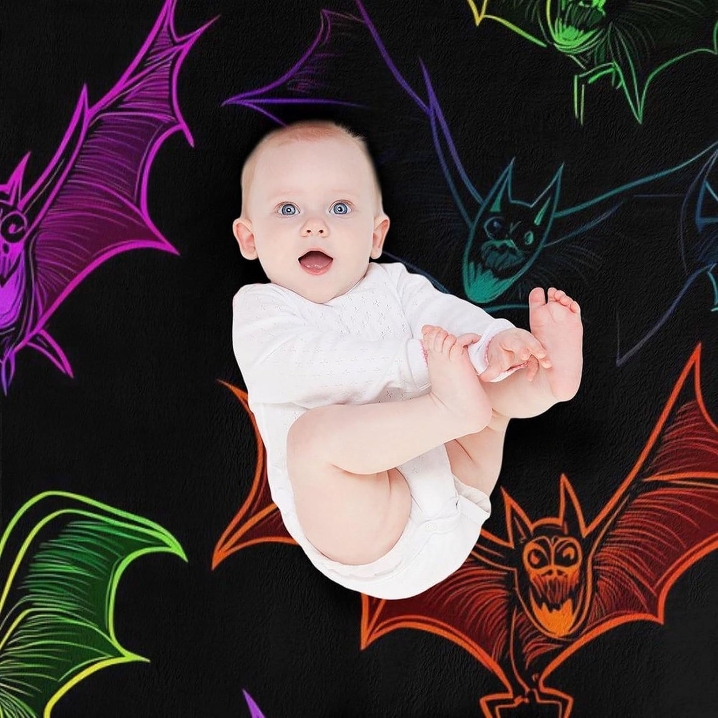 Colorful Bats Throw Blanket for Couch Bed Plush Cozy Fuzzy Flannel Blanket for All Season 30"x50"