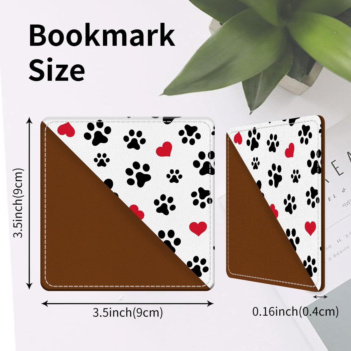 Cute Leather Bookmarks, Fun Triangle Making Corner Bookmark, Book Accessories for Reading Book Lovers, Unbreakable Page Markers for Women Men Cute Dog Paws