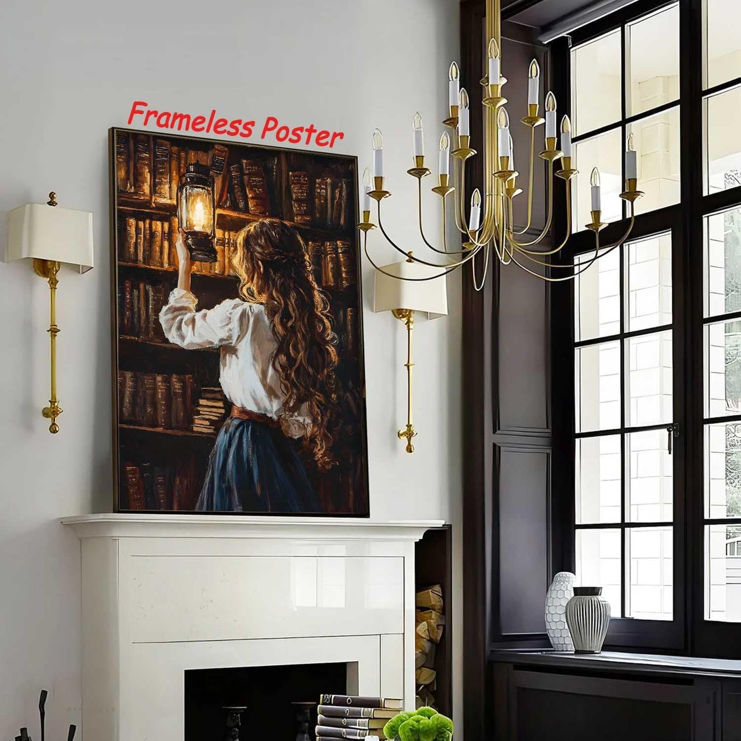 Dark Aesthetics Vintage Read Book Library Wall Art Print Vintage Bookish Posters for Classroom Library Picture Bookish Canvas Painting Girl Reading Book Wall Art Reading Room Poster 16x24in No Frame