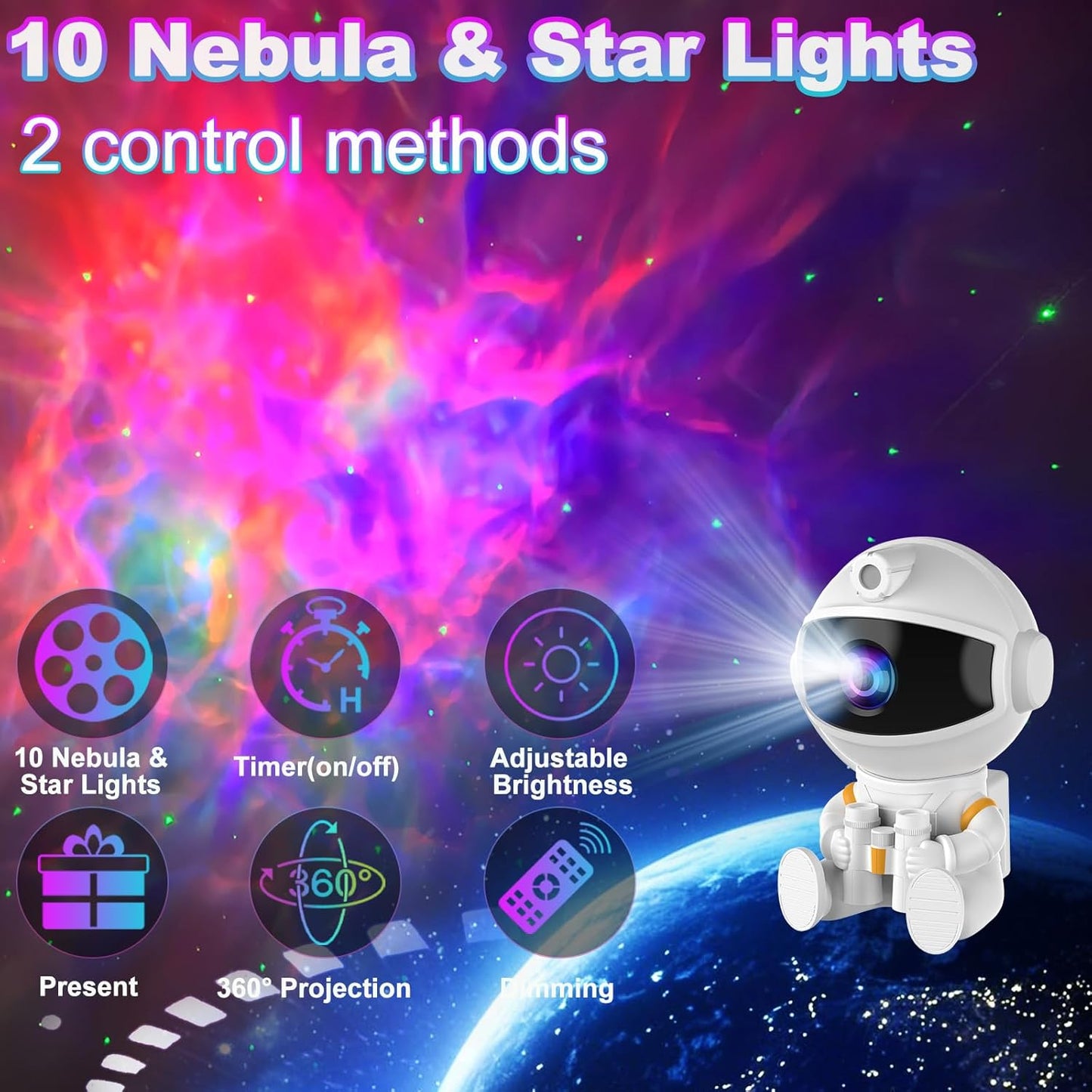Astronaut Galaxy Night Light Projector for Bedroom - Star Lights Ceiling Projector with Remote Control & Timer, Upgrade LED Starry Lamp for Kids Boys Girls Room Decor, Unique Christmas Birthday Gifts