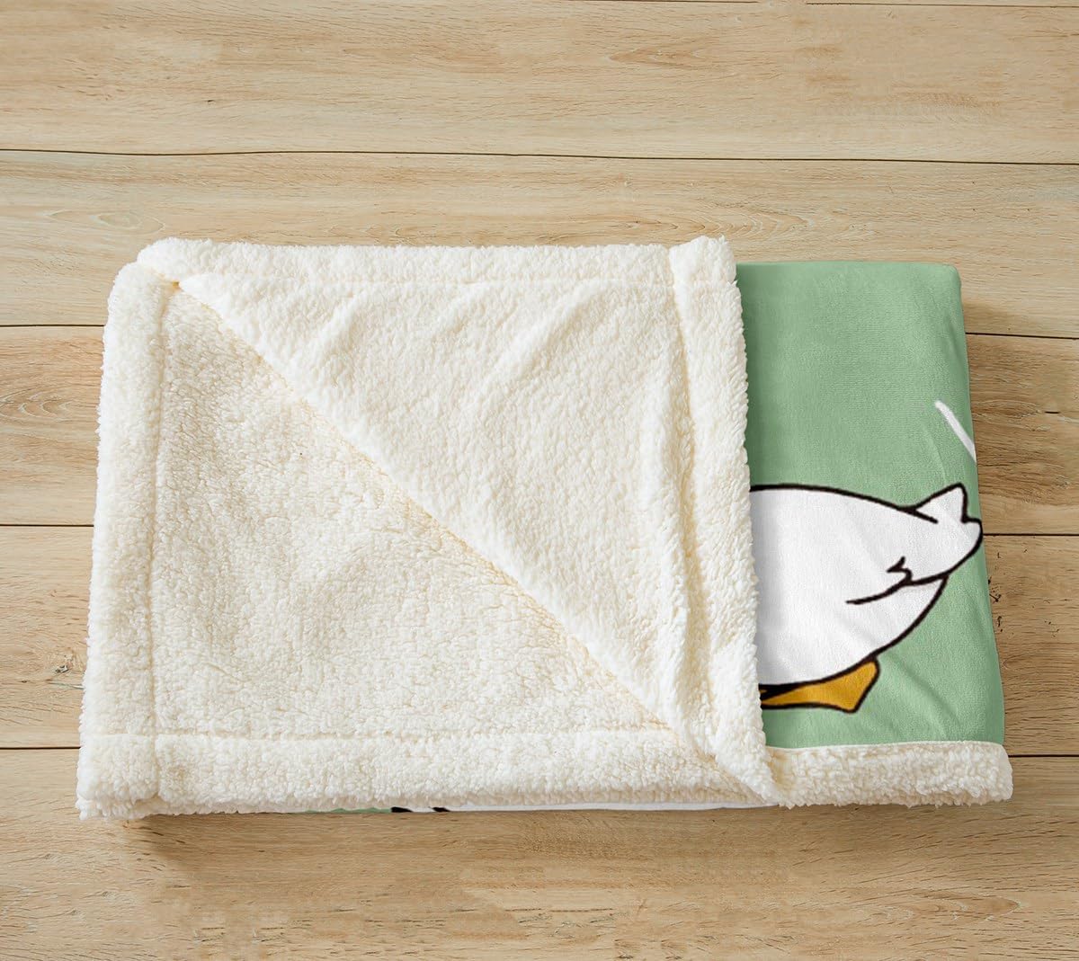 Cartoon Duck Throws Blanket,Cute Farmhouse Livestock Animal Sherpa Blanket for Girls Teens, Lovely Green Natural Themed Microfiber Fleece Blanket Room Decor, Throw Size (50 x 60 Inch)