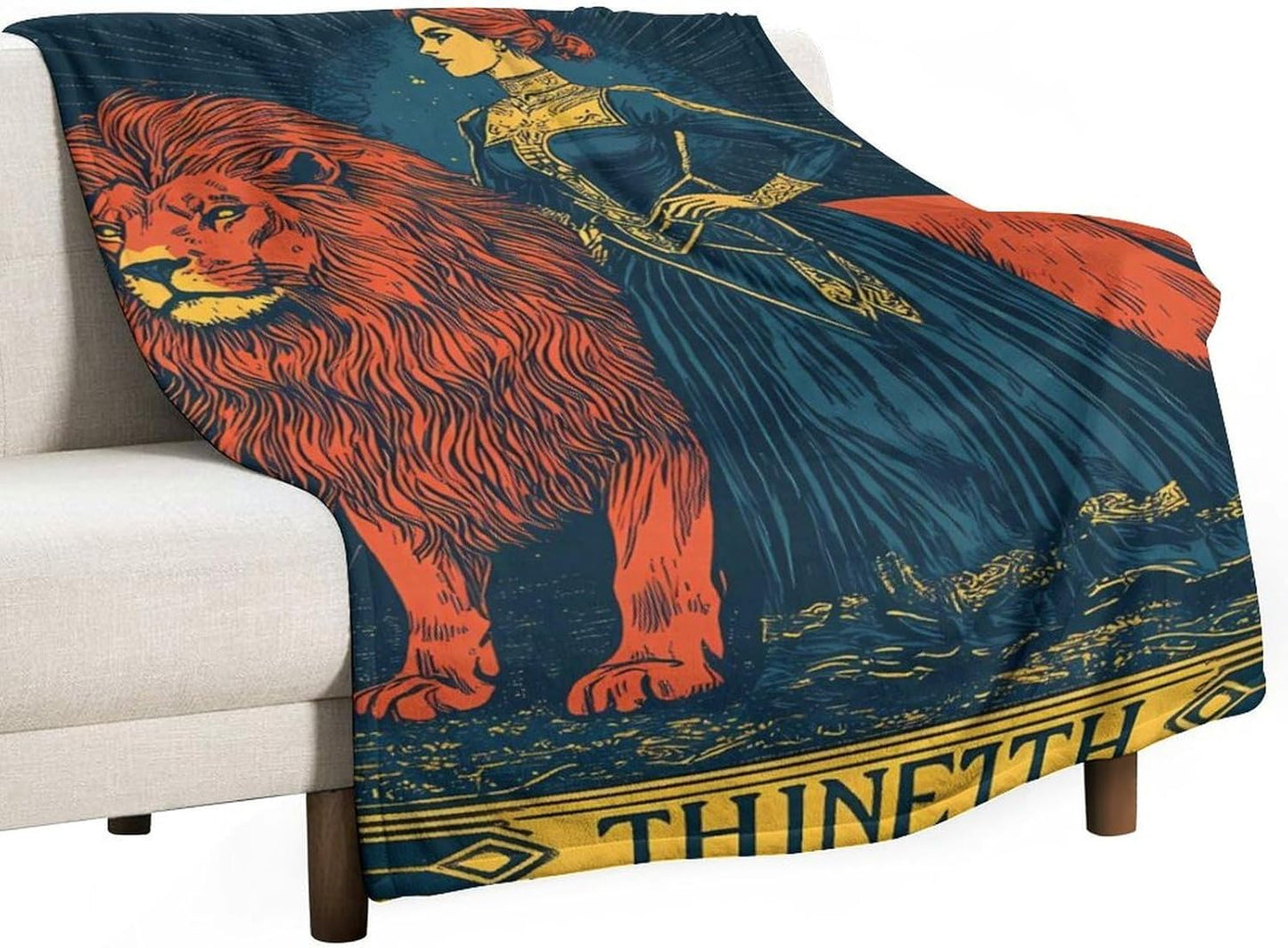 Masonic Exchange Strength Tarot Card Throw Blanket for Couch Bed Plush Cozy Fuzzy Flannel Blanket for All Season 30"x50"