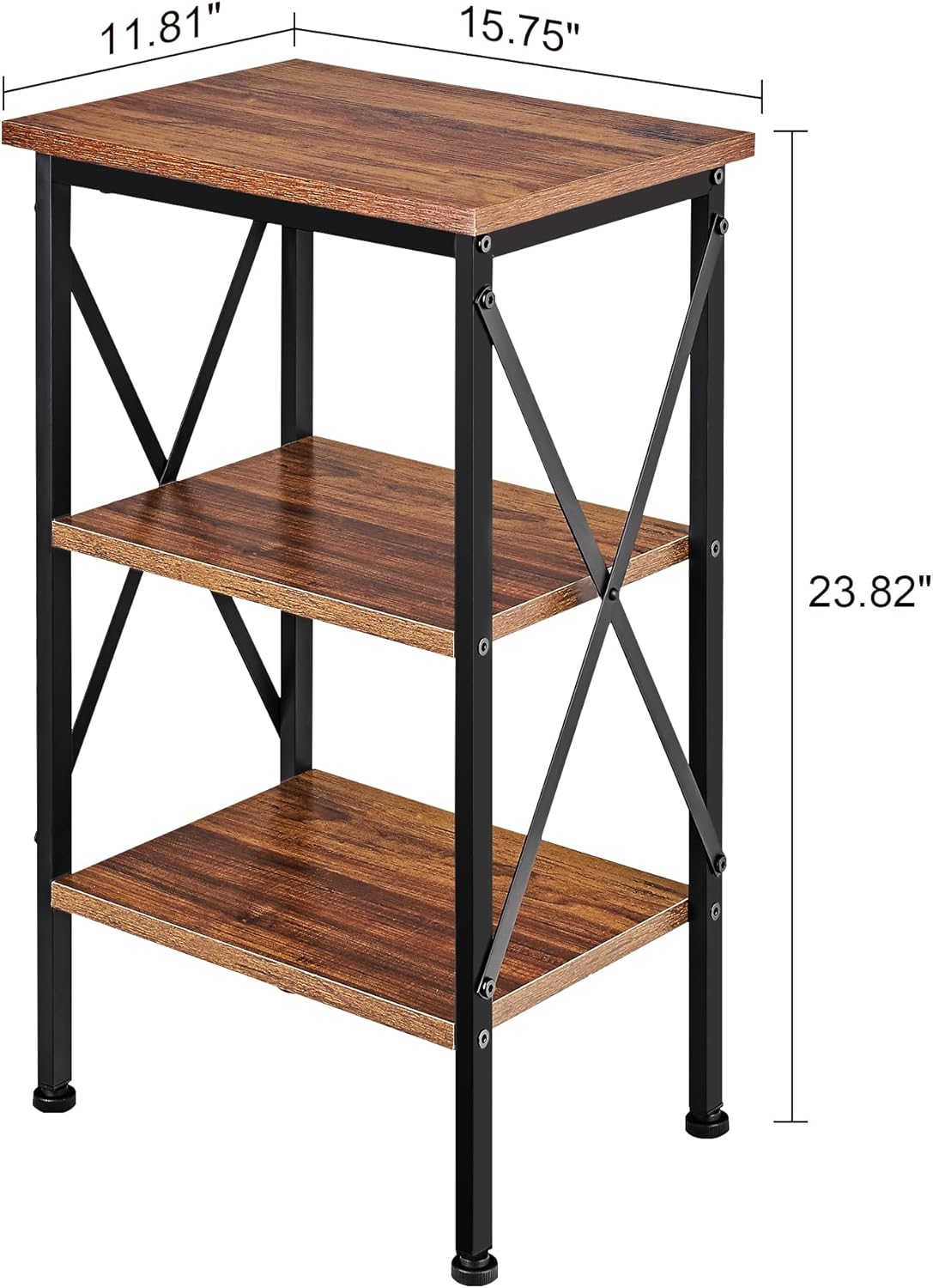 VECELO Versatile Side/End Table with Storage Shelf Nightstands for Living Room,Bedroom Furniture (Set of 2), Shelves, Retro Brown