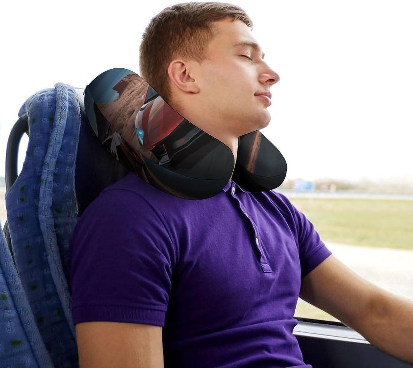 Red Race Car Neck Pillow Memory Foam U Shaped Pillows Portable Pillows for Shoulder Travel Head Support Pillow with Concealed Zipper for Airplane Car Home Office