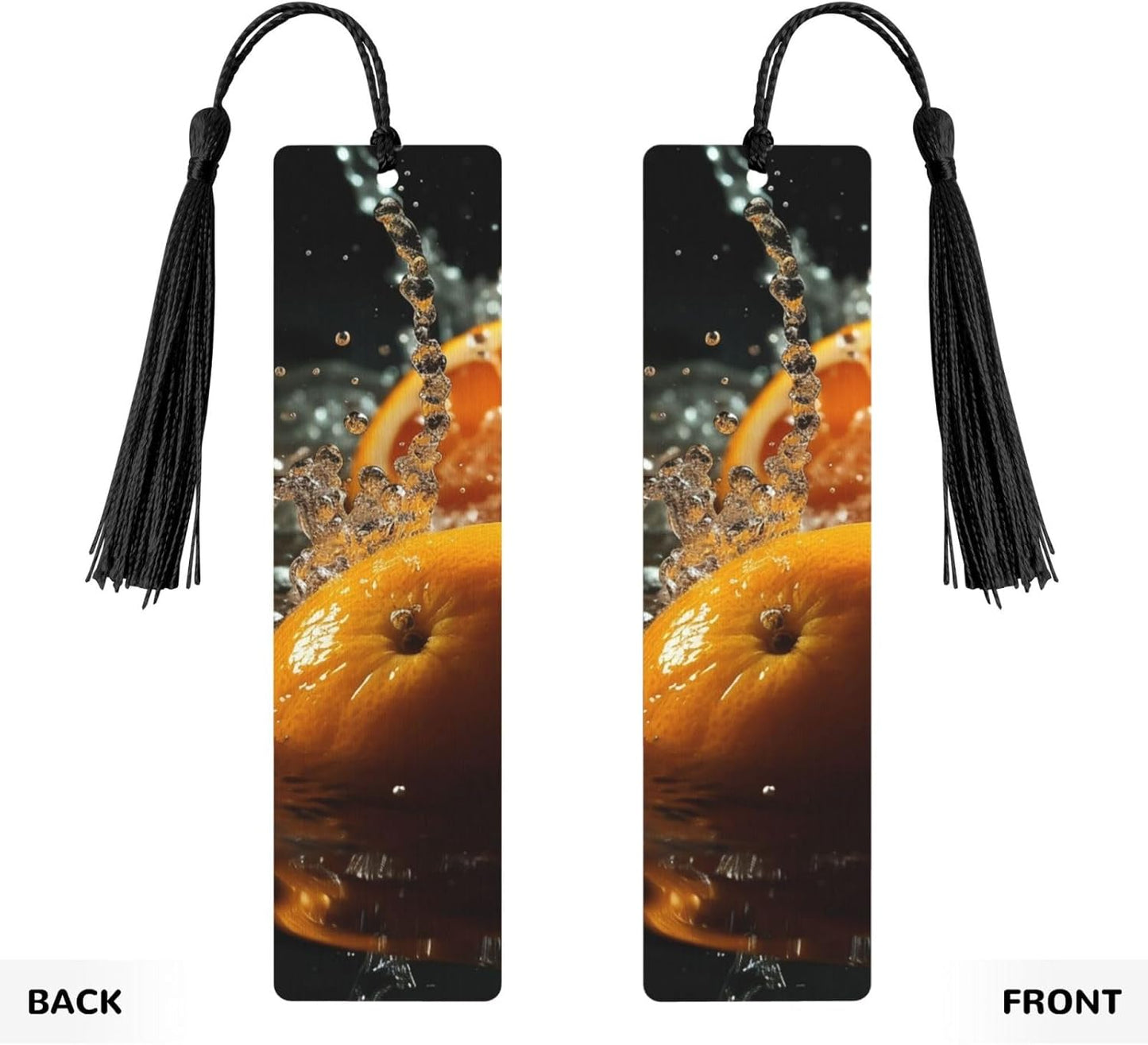 Orange Fell into Water Bookmarks Gifts for Women Men, Wooden Bookmarks for Book Lovers, Vintage Book Marks Ornaments with Tassel, Unique Personalized Reading Page Markers Black