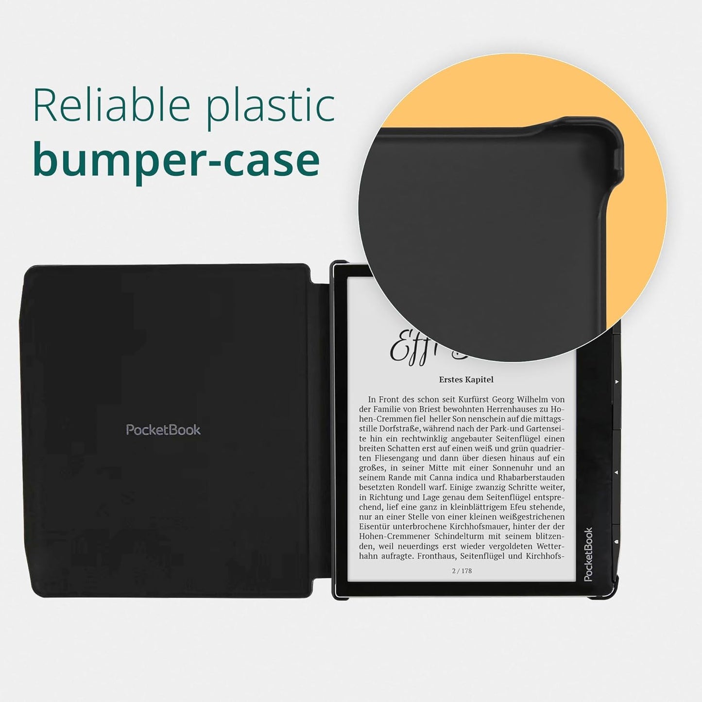 PocketBook E-Reader Cover for Era | Smart Sleep Function | 7-inch Shell Case | Durable Protection | Lightweight Cases Perfect for Travel | E-Book Reader Case in Black