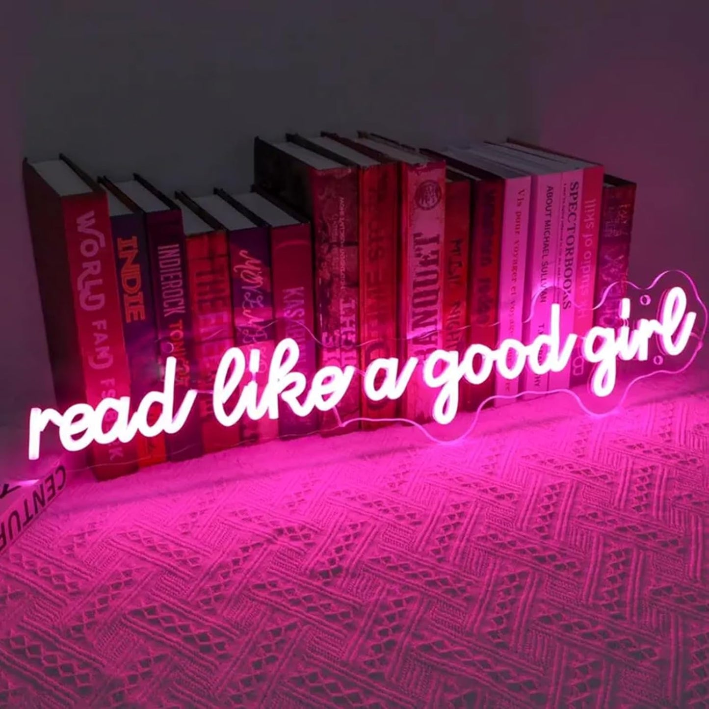 Read Like A Good Girl Neon Sign 28inch Led Library Light Up Signs Wall Art Decor for Home Bedroom Reading Room Bookshelf Decorations Book Lover Gift