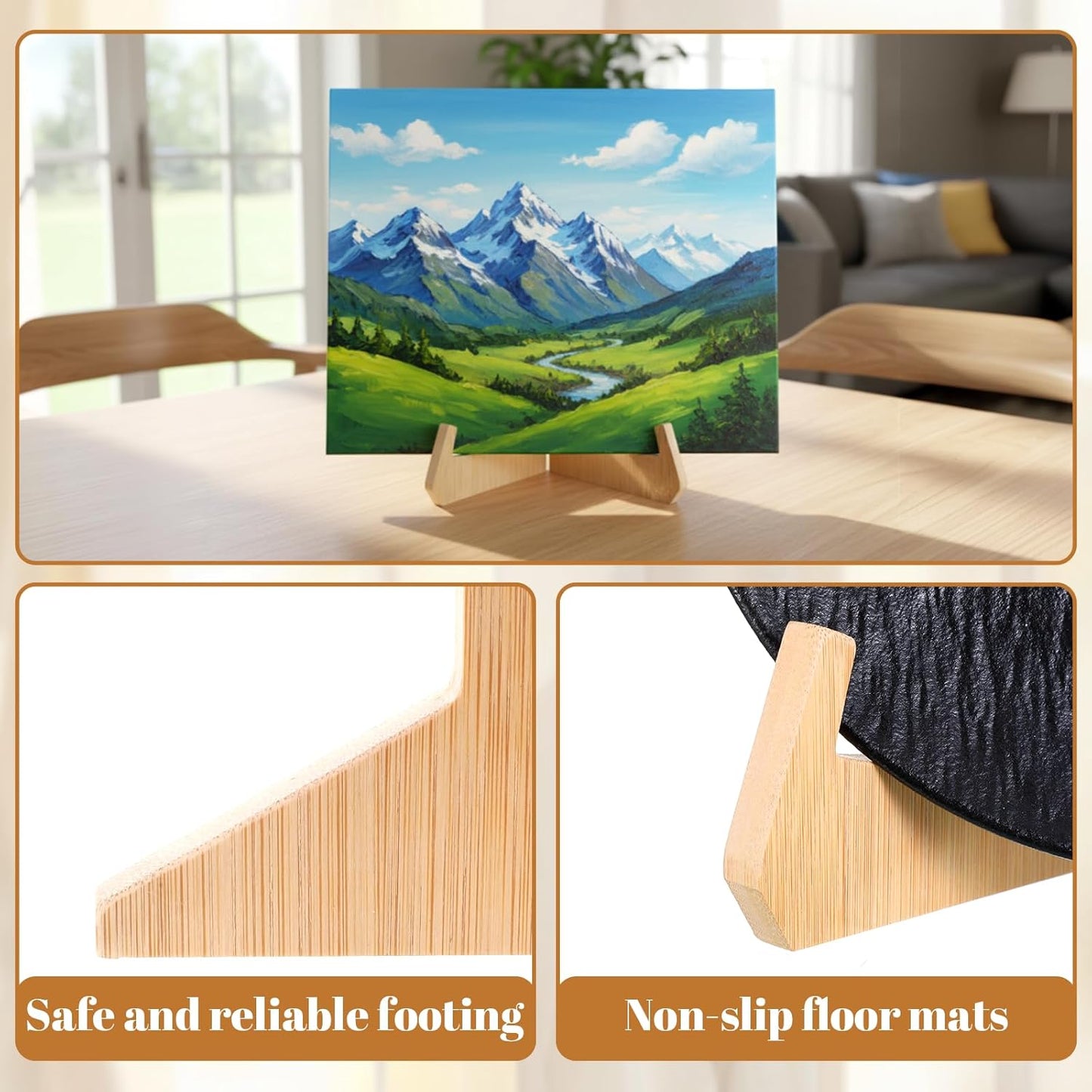 Wooden Decorative Plate Display Stand, 6 Inch Wooden Plaque Stand Picture Stands For Table Table Easels For Display To Cook Books Art Certificates And More