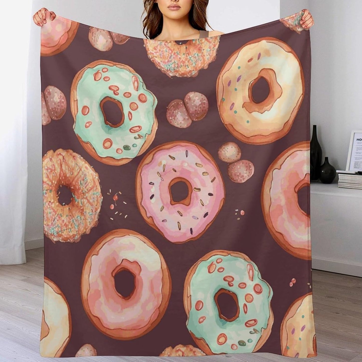 Pretty Donuts Blanket Super Soft Lightweight Throw Blanket Cute Cozy Warm Bed Blanket Decorative Fuzzy Blanket All-Season Home Decor Gift for Sofa Couch Living Room 40"*50" （100 * 130cm）