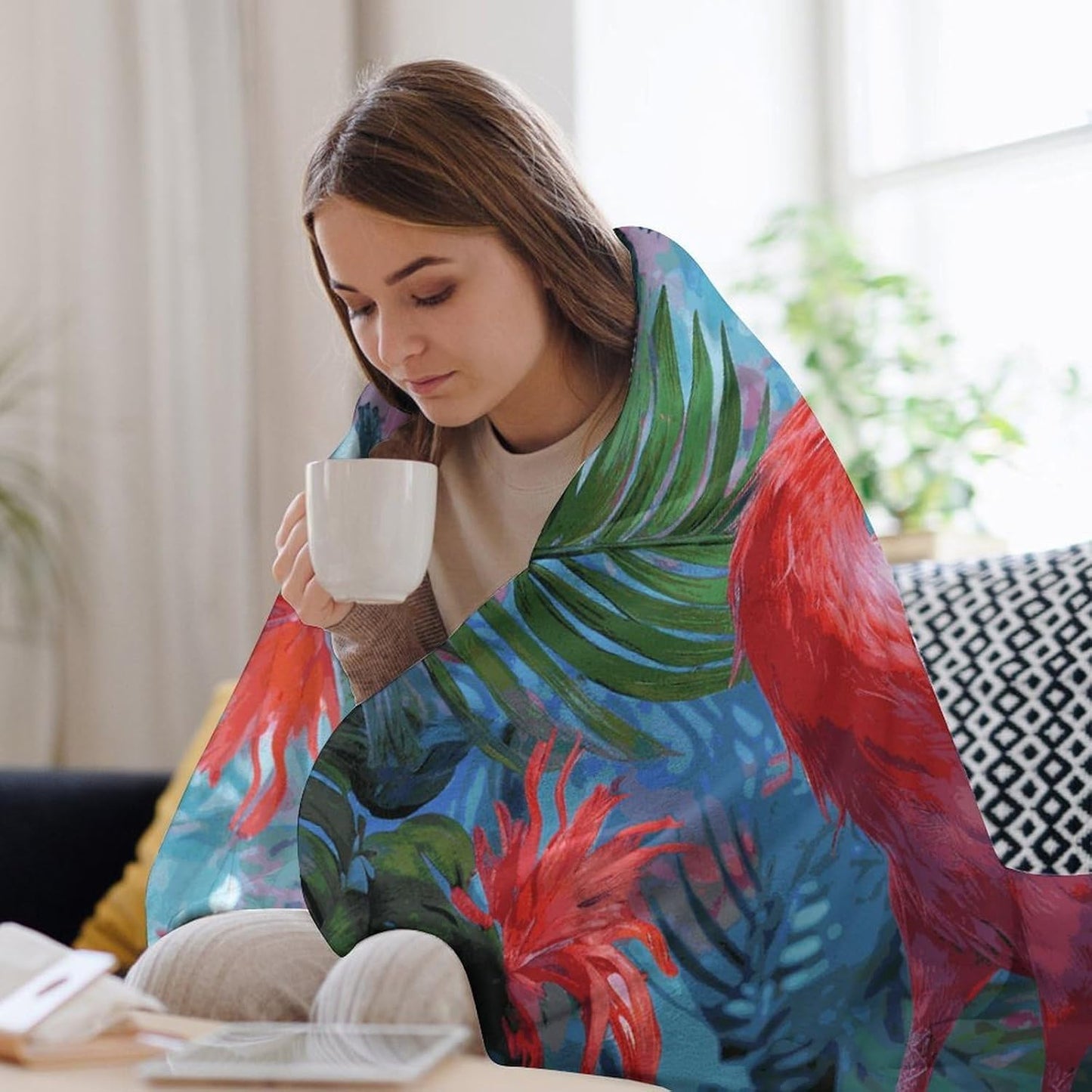 Painted Flamingo Blanket Super Soft Lightweight Throw Blanket Cute Cozy Warm Bed Blanket Decorative Fuzzy Blanket All-Season Home Decor Gift for Sofa Couch Living Room 30"*40"（76 * 100cm）