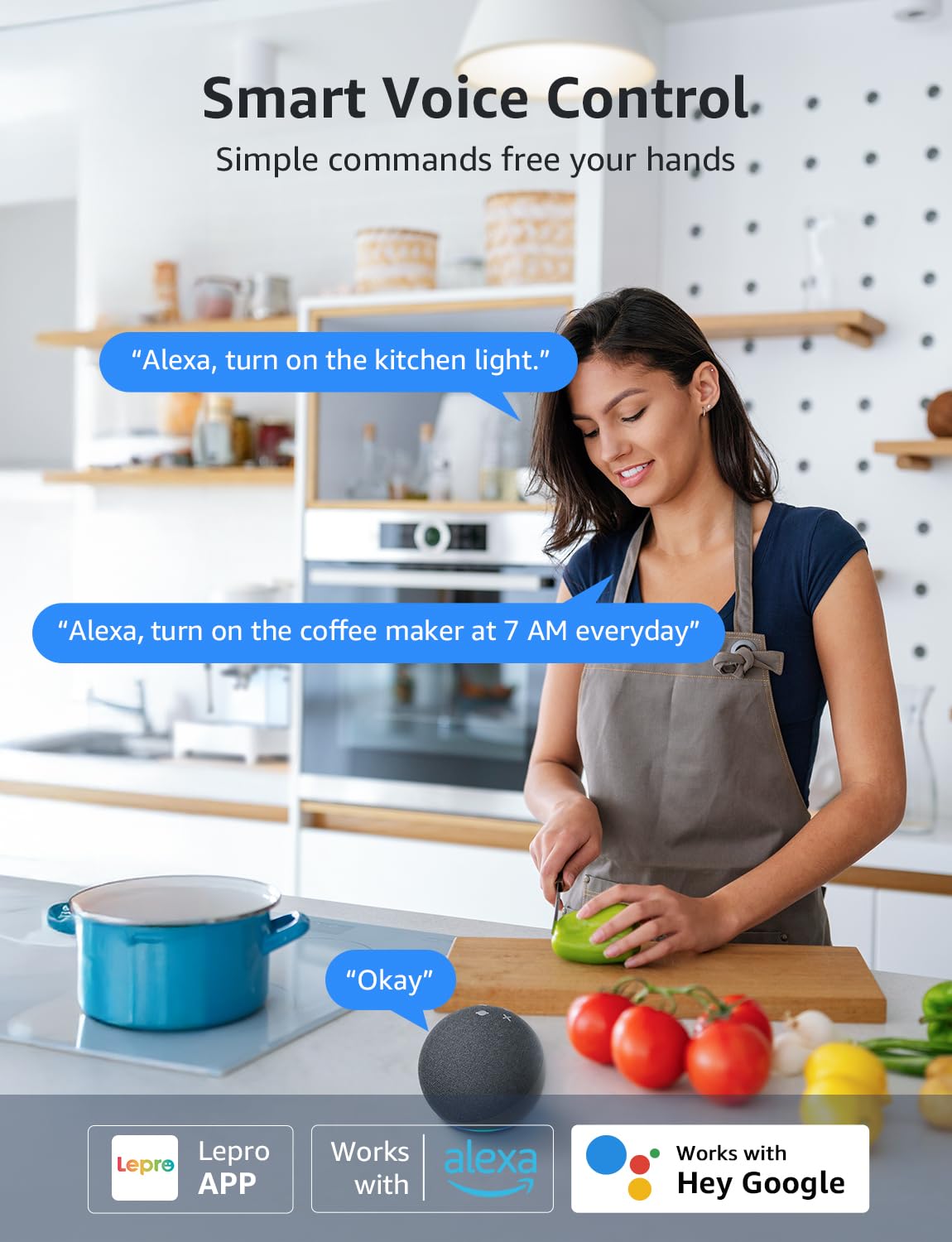 Lepro P1 Smart Plug Mini 15A, Smart WiFi Bluetooth Outlets Work with Alexa & Google Assistant, Voice/APP Control, Safety Lock, Schedule & Group Controller, 2.4G WiFi Only, ETL & FCC Certified, 4-Pack