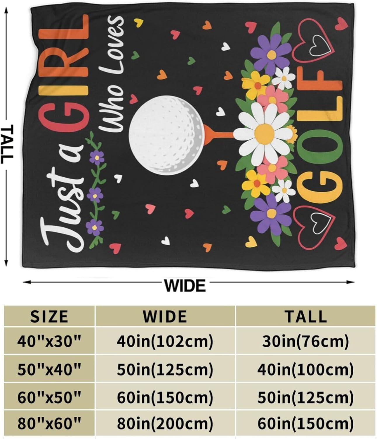 Golf Fleece Blanket Sports Golfing Throw Blankets for Girls Women Golfers Super Soft Warm Flannel Throws Gifts for Kids Adults Cozy Fuzzy Plush Stuffed Couch Bed Bedding Decor 50"X40"