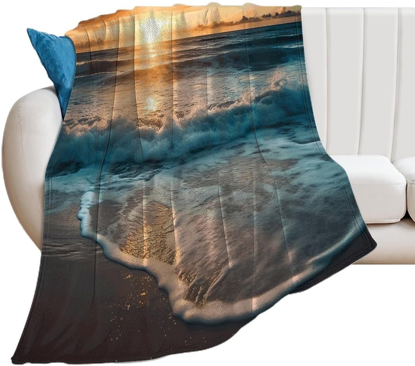 Ocean Sunrise Throw Blanket for Couch Super Soft Warm Lightweight Throw Blankets Cozy Flannel Bed Blanket Cute Decorative Blankets for All Seasons Home Decor Gift 40"*50" （100 * 130cm）