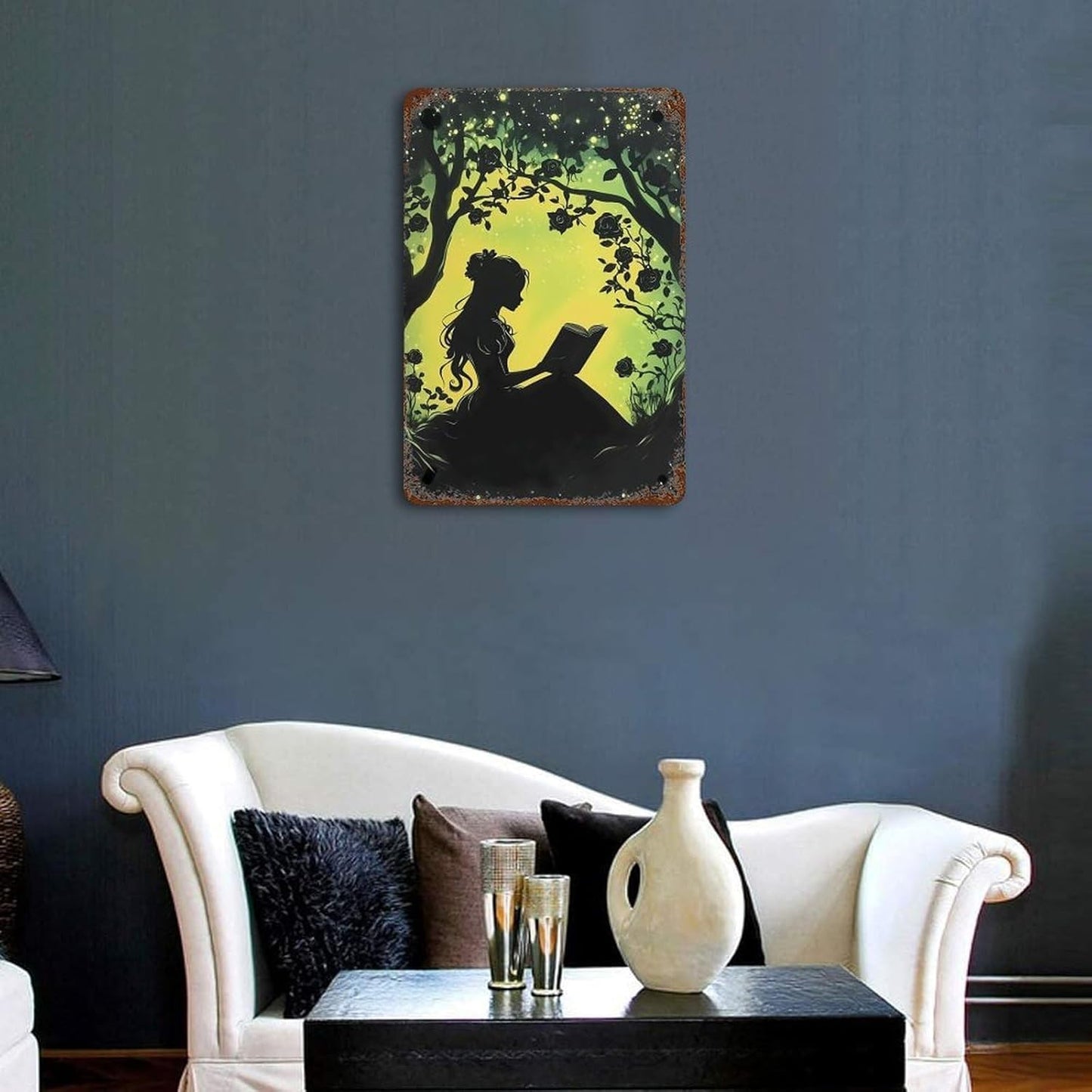 Girl Reading Book Wall Decor Art Hanging Room Decor Picture for Living Room Home Office