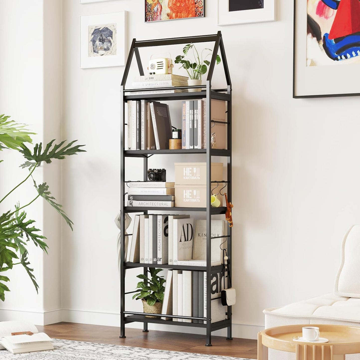5-Tier Bookshelf, Standing Shelf Units,Tall Standing Bookcase, Modern Display Shelf Unit Storage Organizer Rack for Study Room Home Office,Black