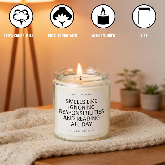 Book Lovers Gifts for Women, Funny Gifts for Book Lovers, Bookish Christmas, Birthday Gift for Bookworm, Librarian, Booklover, Soy Wax Lavender Scented Candle