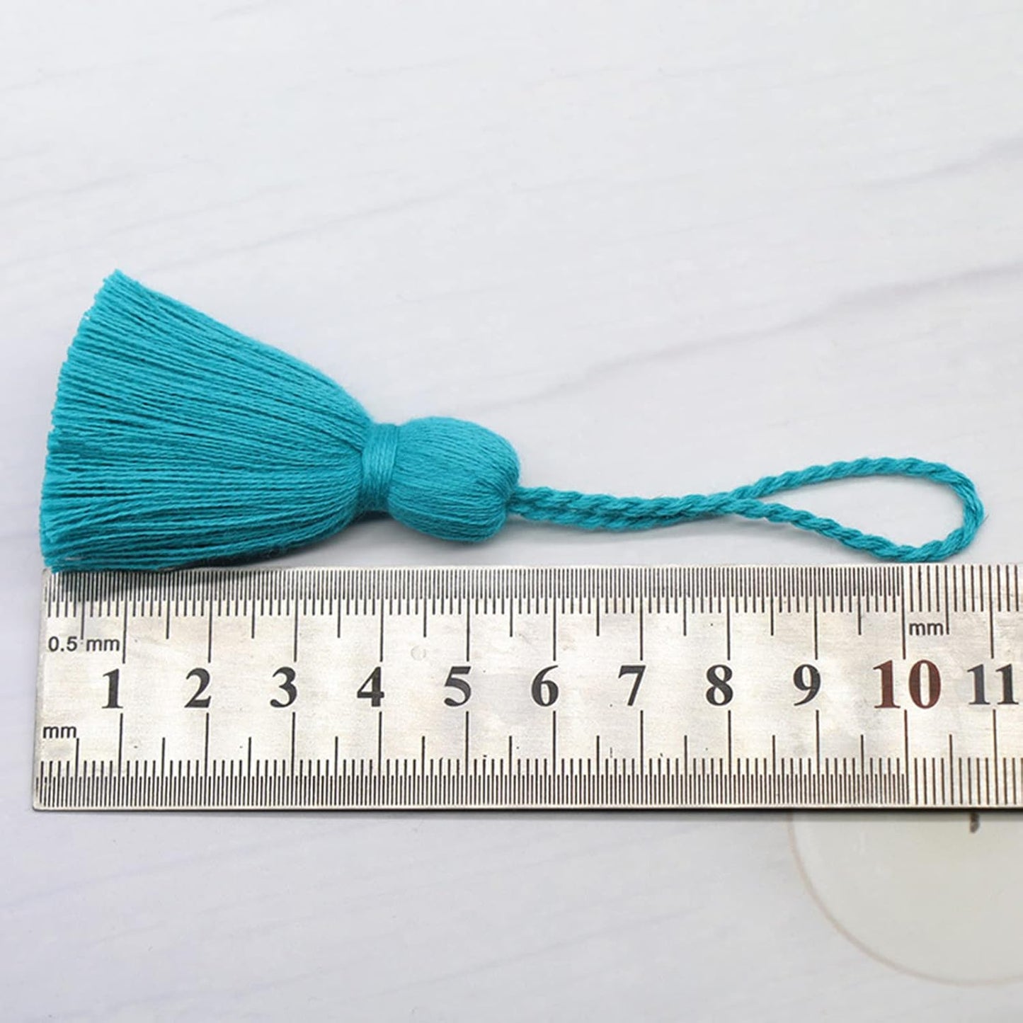 amokk Chunky Bookmark Tassels with Hanging Loop Small Tassels for Jewelry Making Hand Craft 4.3-inch 20 Pcs (Peacock Green)