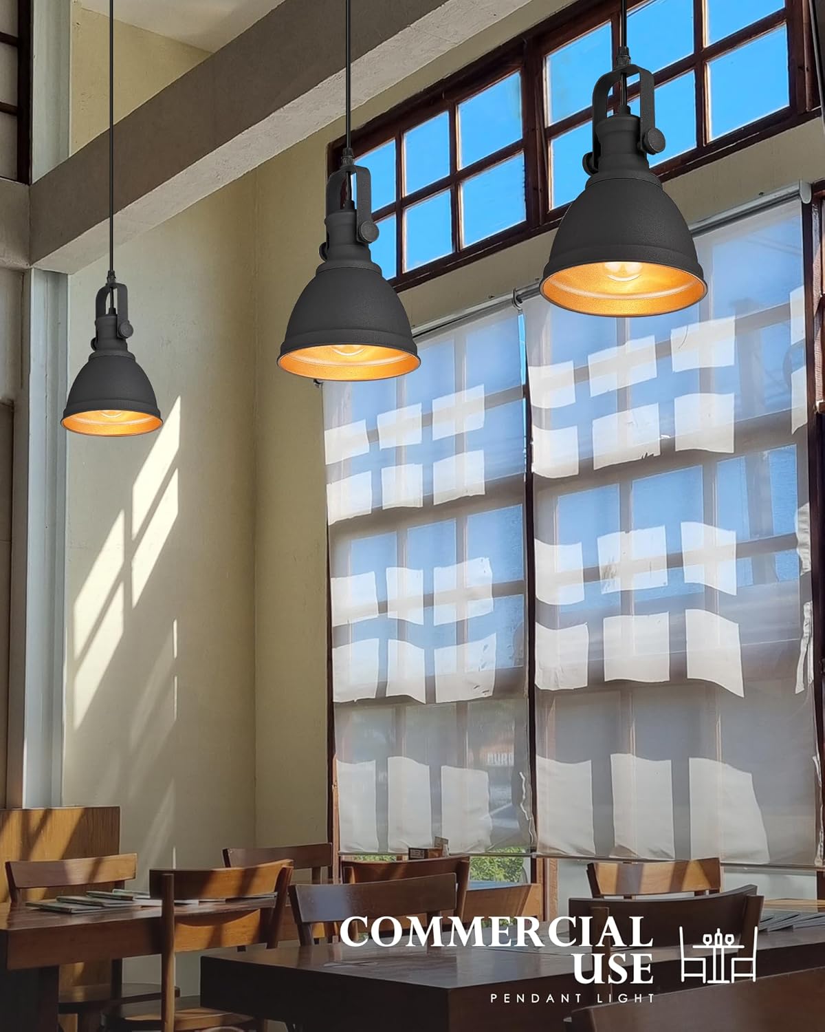Black Pendant Light, 6.5" Hanging Light Fixtures, Pendant Lighting for Kitchen Island Bar Restaurant Entryway, AD-2151-1P