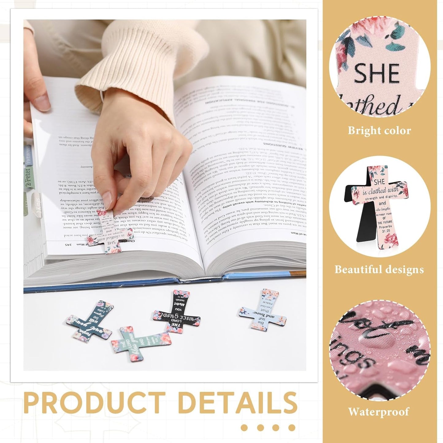 48 Pcs Magnetic Bookmarks Christian Cross Magnetic Page Markers Religious Bible Verses Bookmarks for Mother's Day Women Student Church Study Group Graduation Coworker Team (Flower)