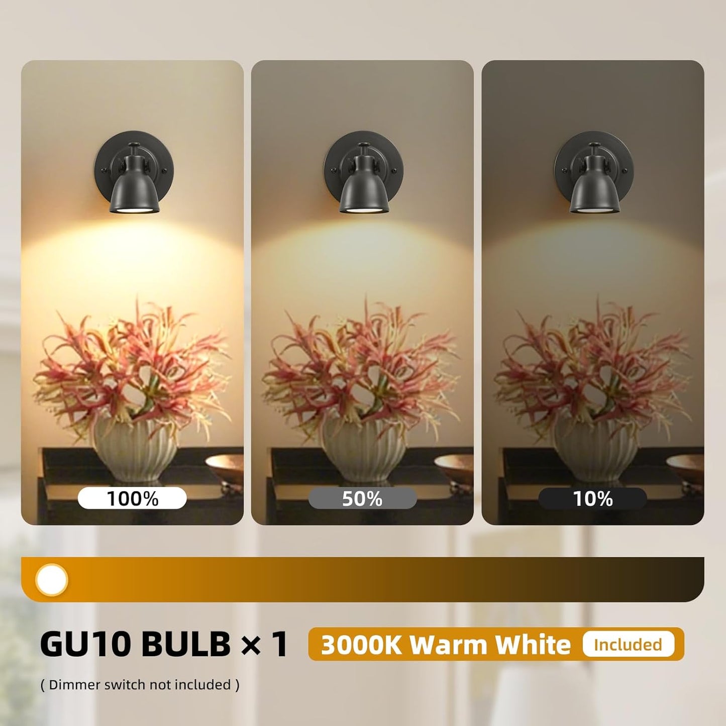 Black Small Wall Sconce Hardwired Single - Brass Matte Dimmable Indoor Bell Light Fixture for Bathroom Vanity Bedroom Bedside Reading Hallway Living Room Kitchen Gallery Hall Picture Lamp