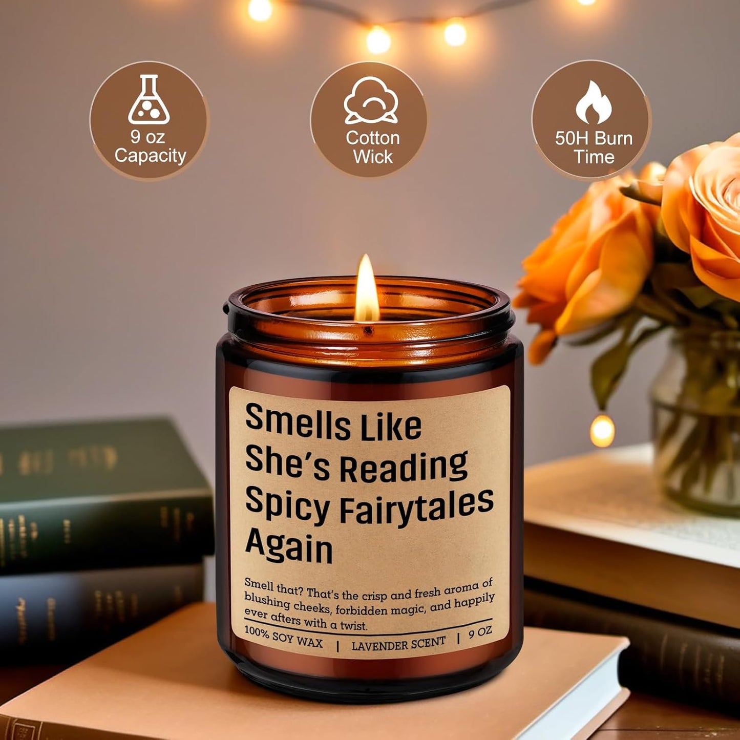 LEADO Scented Candle, Spicy Book Lover Gifts for Women - Funny Gifts for Fantasy & Romantasy Book Lovers, Dark Romance Reader - Bookish Mothers Day, Birthday, Reading Decor for Friend, Girl, Sister