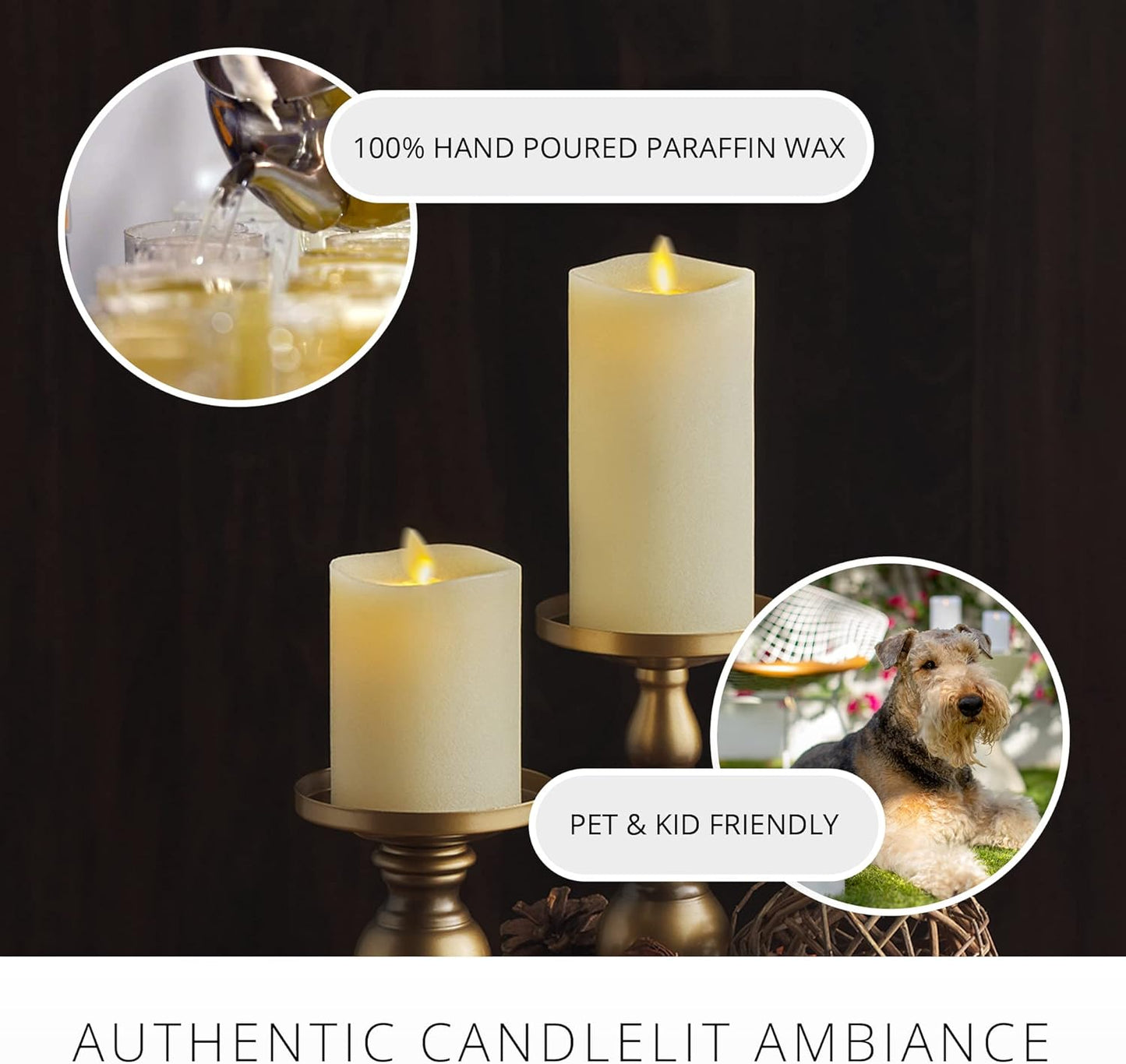 Luminara - Flameless LED Battery Operated Flickering Pillar Candles - Ivory - Pack of 1-3x6.5 - Realistic Moving Flame Real Wax Indoor/Outdoor Decor