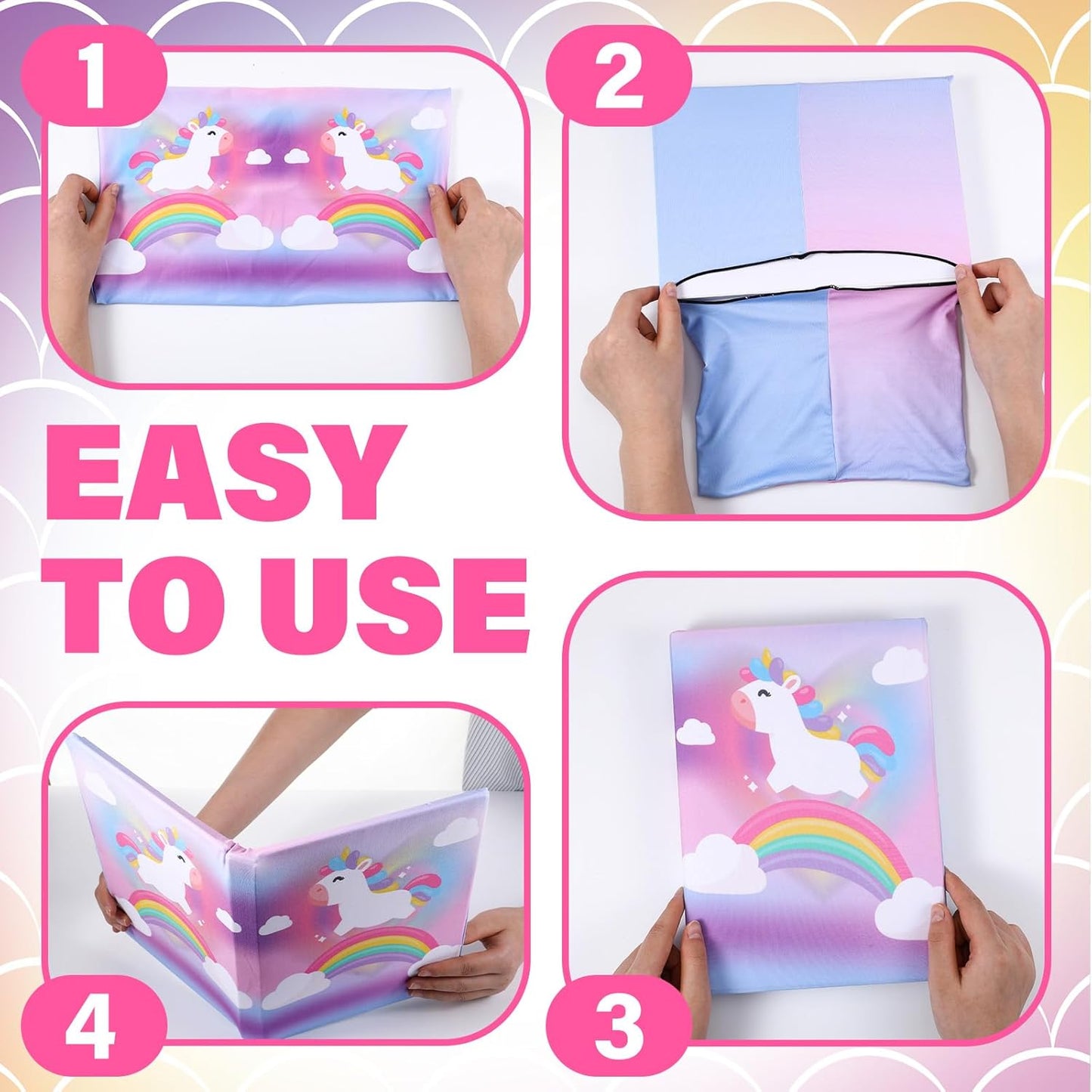 8 Pcs Jumbo Rainbow Stretchable Book Covers 9 x 11 Inches Reusable Washable Fabric Book Protective Covers for Girls Boys Kids and Teens Teachers for School Textbooks Hardcover Notebook