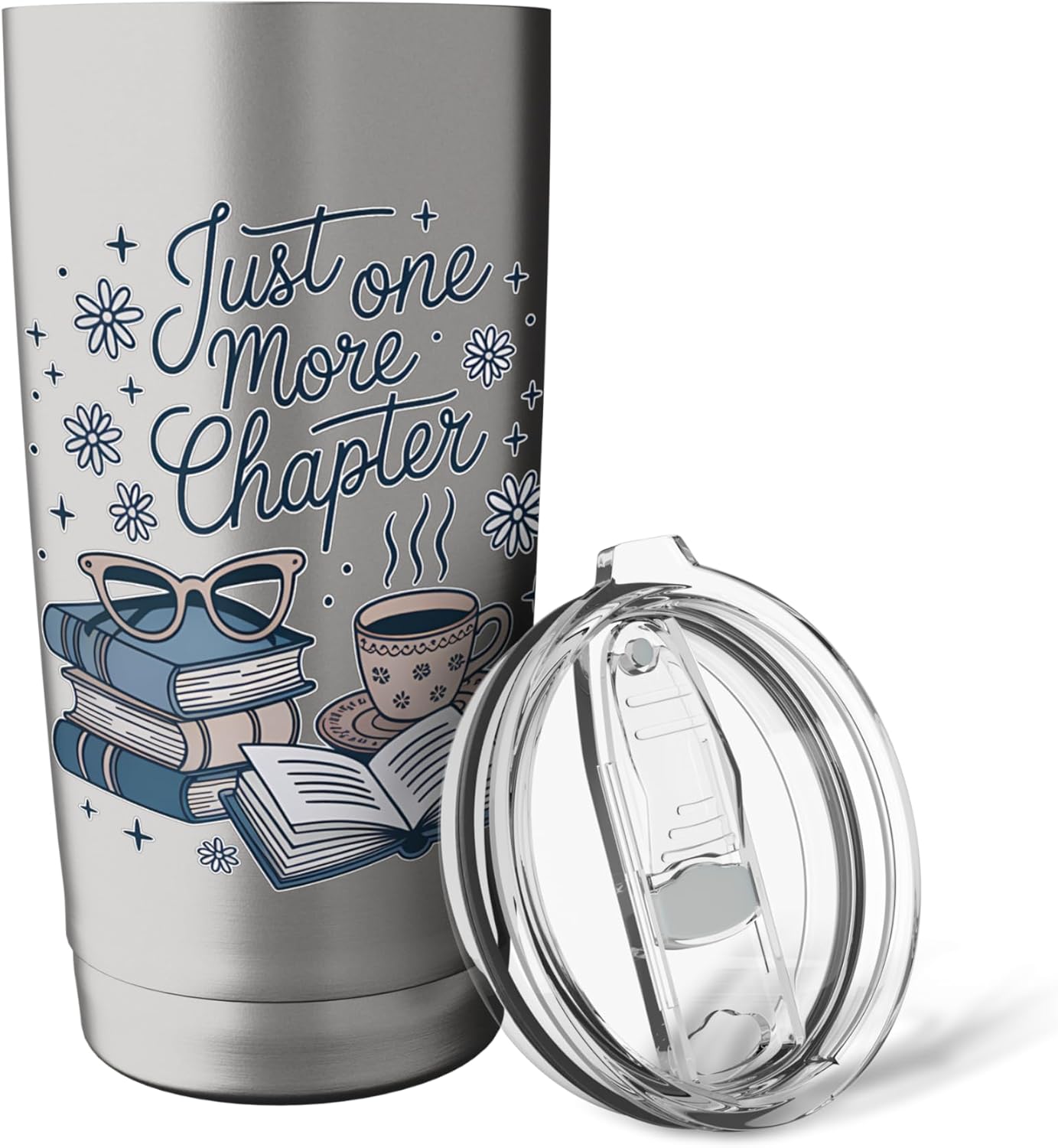 Just One More Chapter Book Love Cozy Bookworm Reading Stainless Steel Insulated Tumbler
