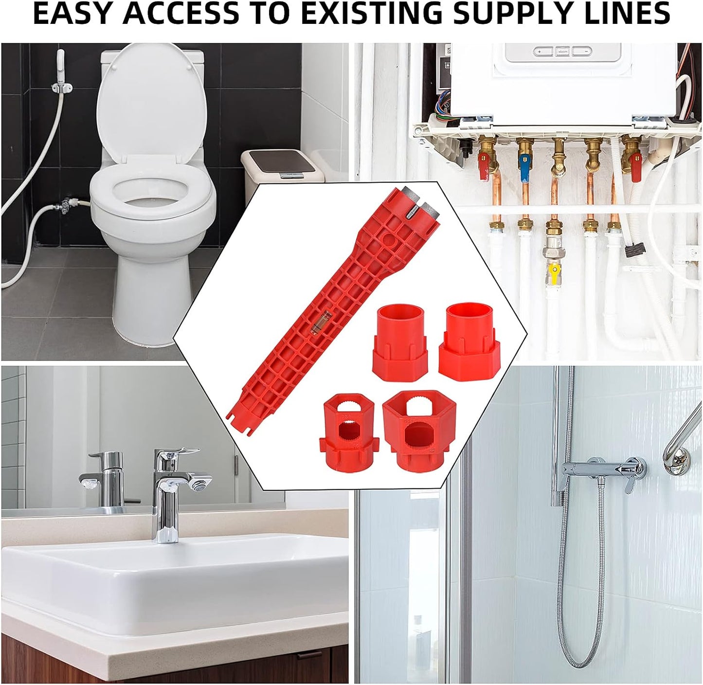 14-in-1 Multi-functional Wrench for Toilet, Sink, Bathroom, Kitchen Plumbing Installation and Repairs