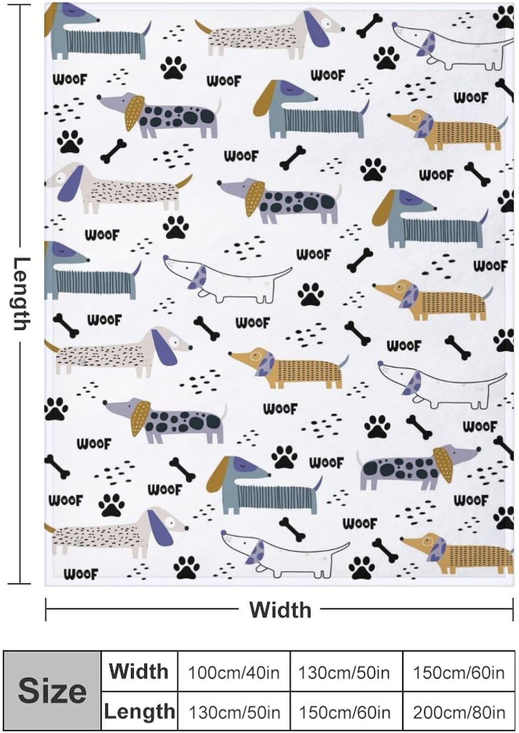 Cute Dachshund Blanket Soft Dachshund Throw Blanket Flannel Plush Bedding Blankets for Kids Adults Travel Gifts 50"X40"
